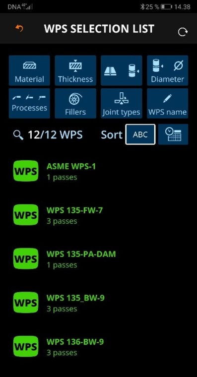 WeldEye dWPS výpis Android